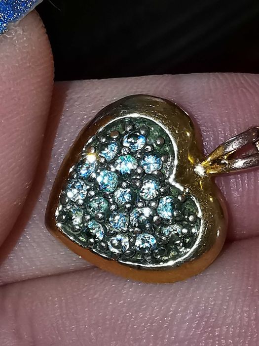 Pandantiv aur 9ct,inima și cubic zirconia