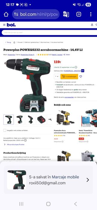 Mașină de găurit și înșurubat PowerPlus XQ5232