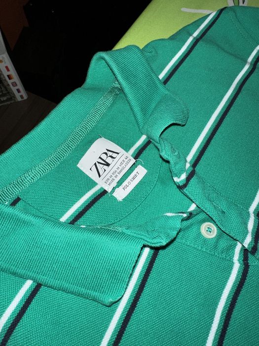 Tricou polo mâneca scurta Zara culoare verde marime S