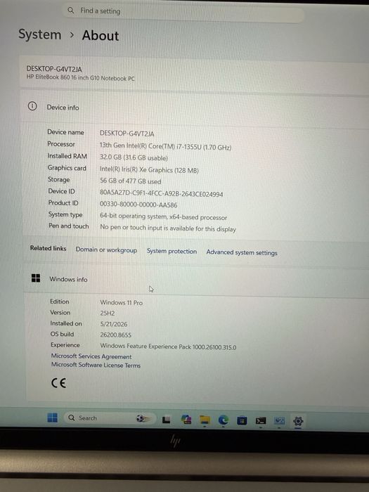 Laptop HP EliteBook 860 G10 818R5EA, 32GB RAM, Gen 13, i7 - 1355U, nou cu garantie