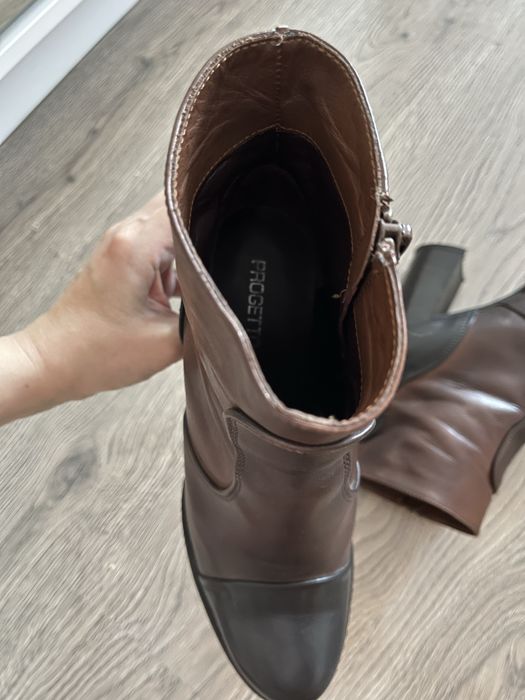 Botine de piele cu toc gros