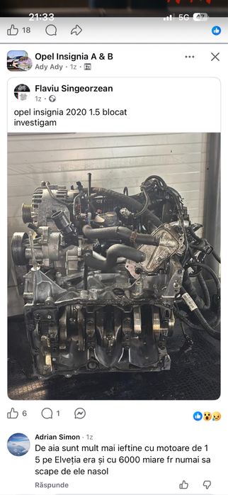 Reparatii motoare opel 1.5 vand motor opel 1.5