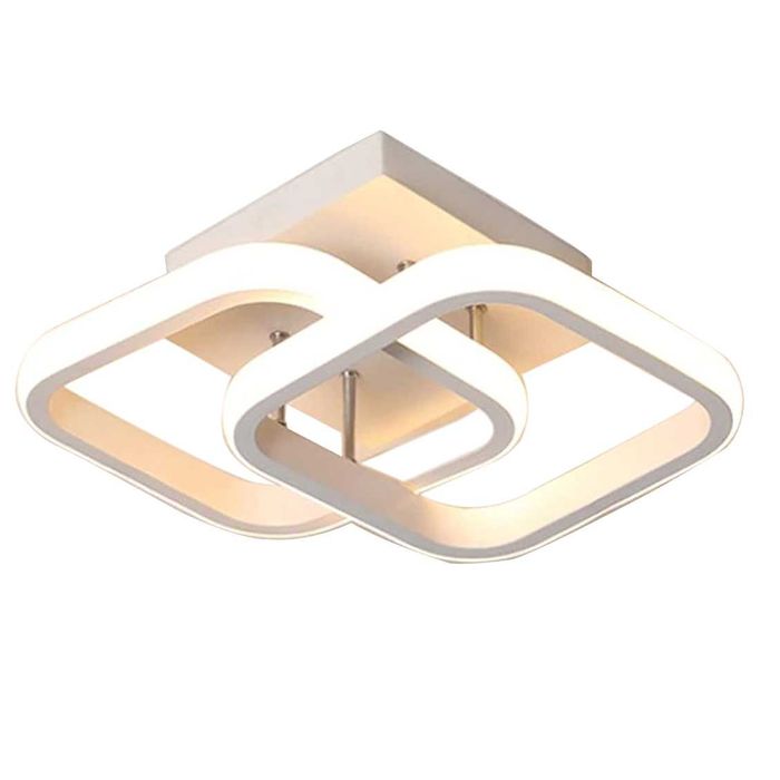 LED абажур 19 W 2 форми, Квадратни,Топла светлина 3000K, Бял