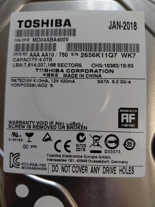 Жёсткий диск Toshiba 4 TB