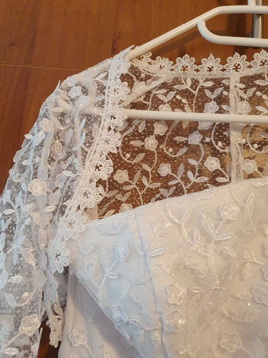 Rochie alba mireasa cu bolero