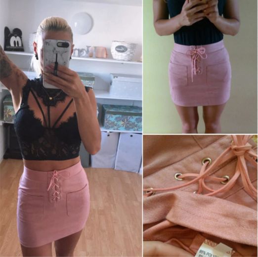 НОВА Велурена къса пола, М-размер, розова