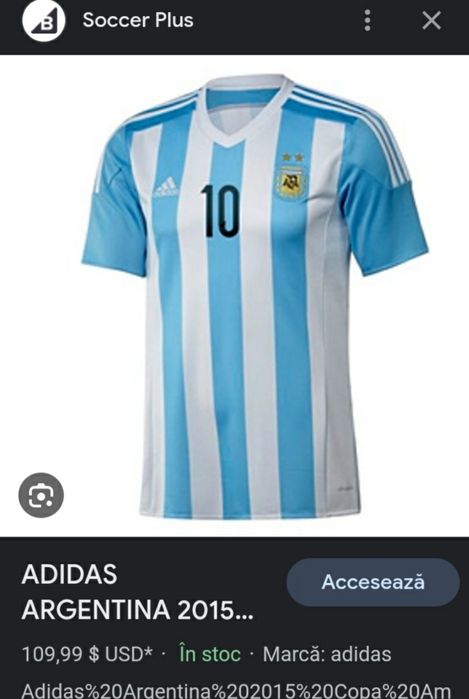 Tricou fotbal copii/Messi 10,Argentina 2015/Adidas 8/12 ani,150 cm