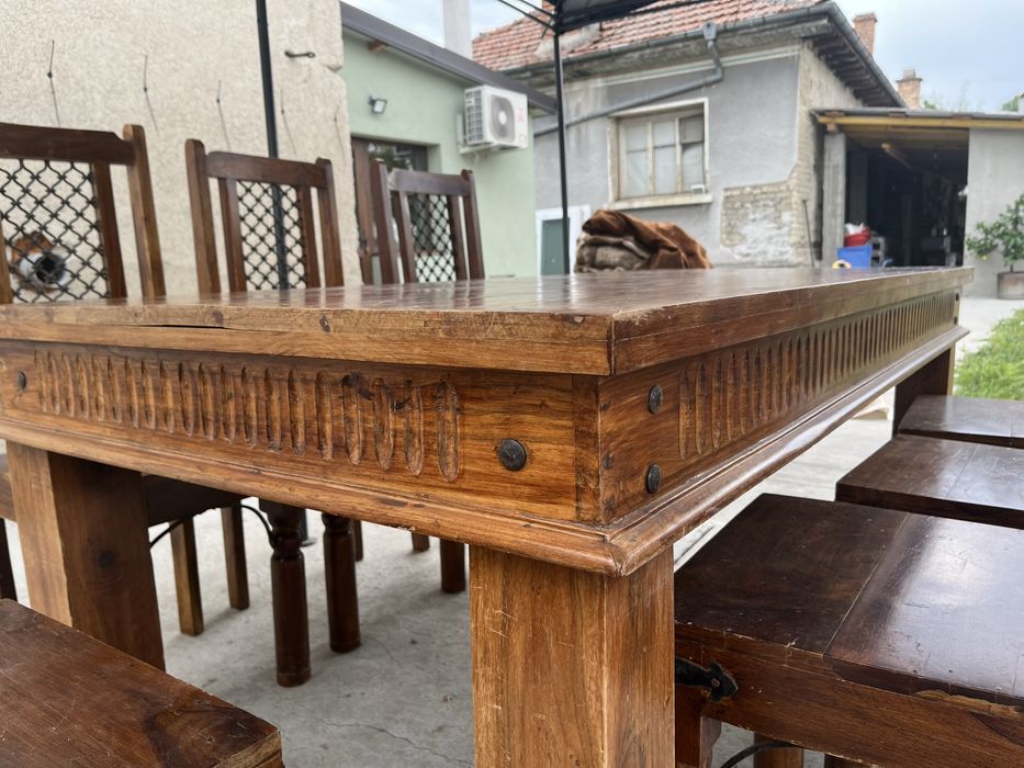Маса от масив дърво 8 стола