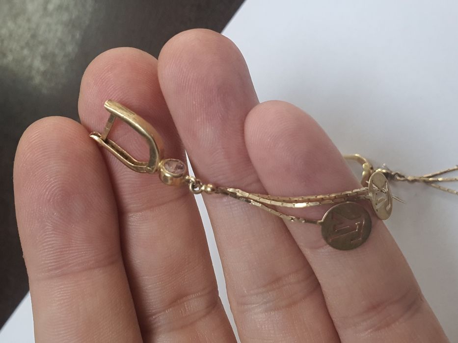 Златни дамски обеци Louis Vuitton 3.8гр. 585/14к.