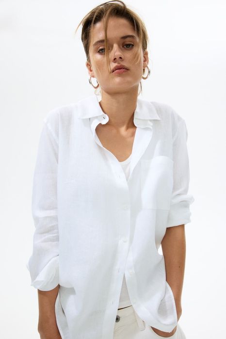 H&M бяла риза 100% лен