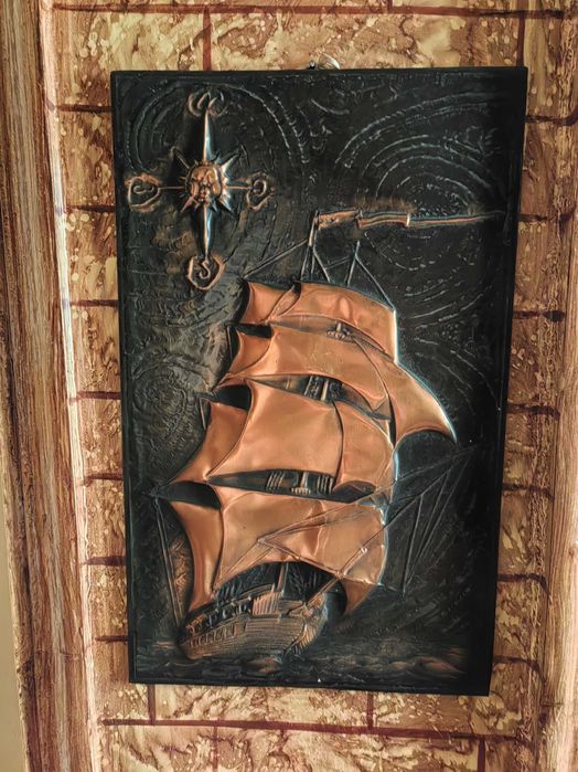 Панно чеканка , солома