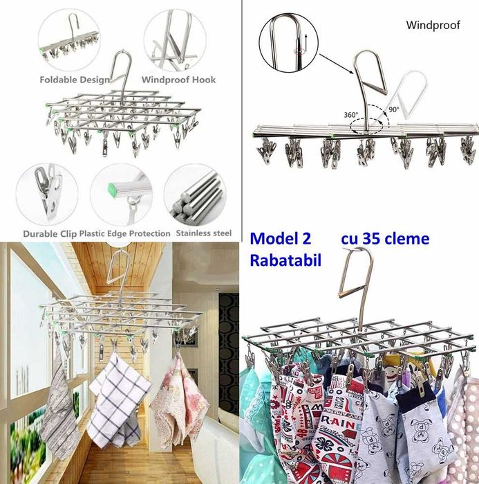 Uscator rufe interior 50 cleme/35 cleme rabatabil. Nou ambalat!