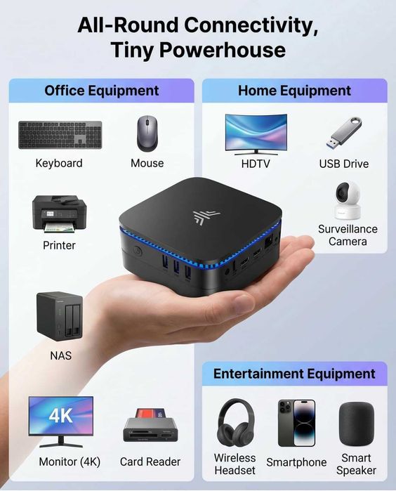 KAMRUI AK1PLUS Mini PC Computer, Intel Celeron N5095 16 GB RAM nou sigilat