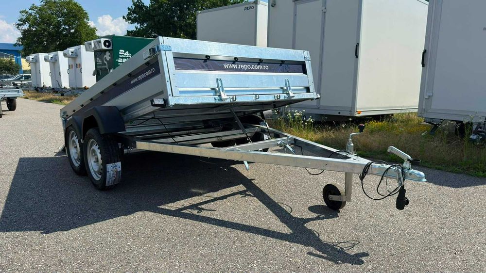 Remorca auto 750kg,REPO 2 AXE 260x150x39 basculabila,RAR inclus si Nr rosu,produs in Romania
