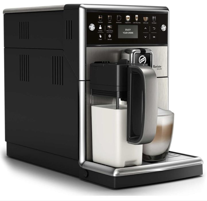 Espressor automat Saeco PicoBaristo Deluxe SM5573/10, Carafa lapte integrata, 13 selectii, 5 setari intensitate, Rasnita ceramica 12 trepte,