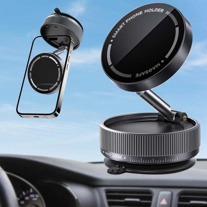 Магнитна стойка за телефон с вакуумно закрепване - 360 градуса