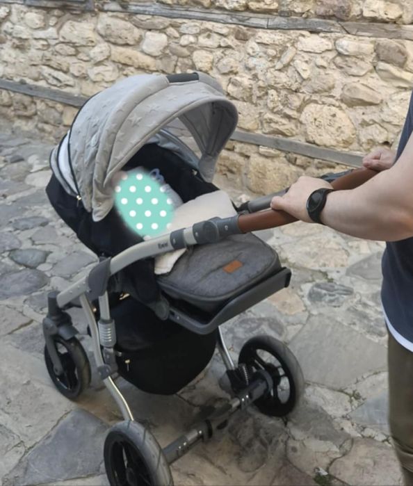 Бебешка количка Lorelli RIMINI PREMIUM 2в1 - сиво и черно