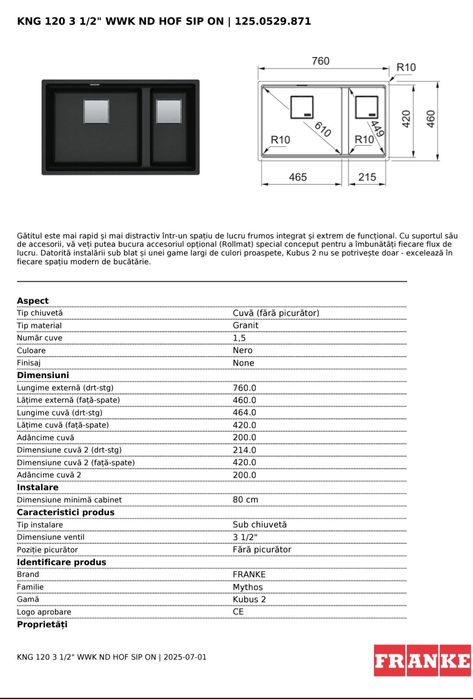 Chiuveta bucatarie Franke KNG 120