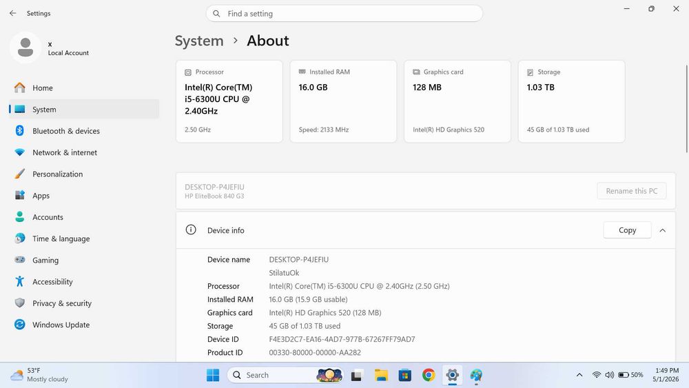 hp 840 G3 EliteBook 16Gb DDR4