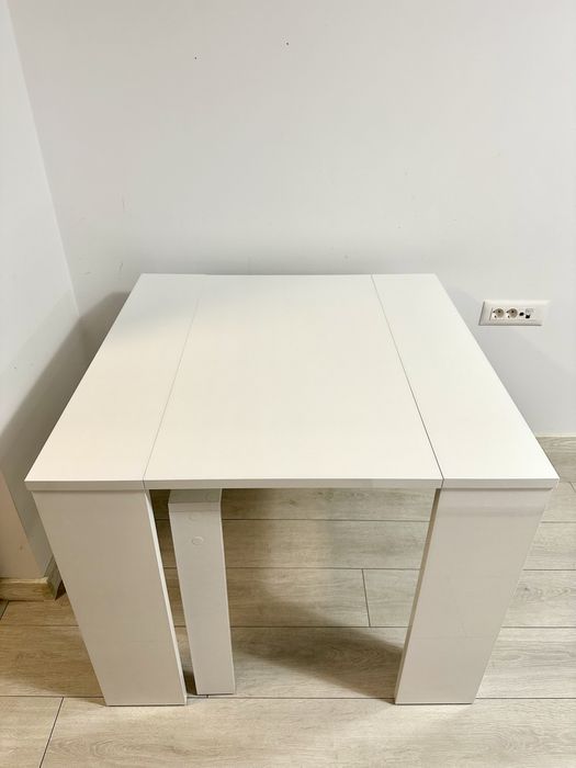 Masa extensibila pe 3 sectiuni de la 39-193cm, KringX Mateo, H 75 / A 91 cm, culoare alb