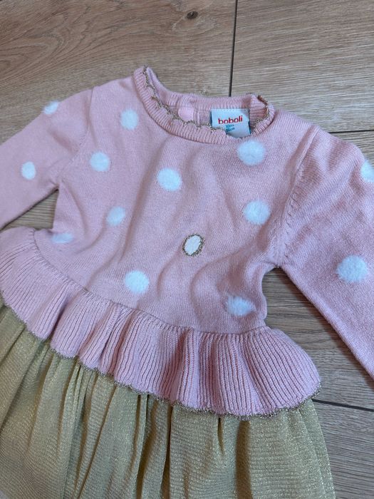 Блестящи роклички за принцеси - GUESS 18М / Boboli 18M, 86см / Вълшебна рокличка с 3D пеперуди в циклама 12-18М