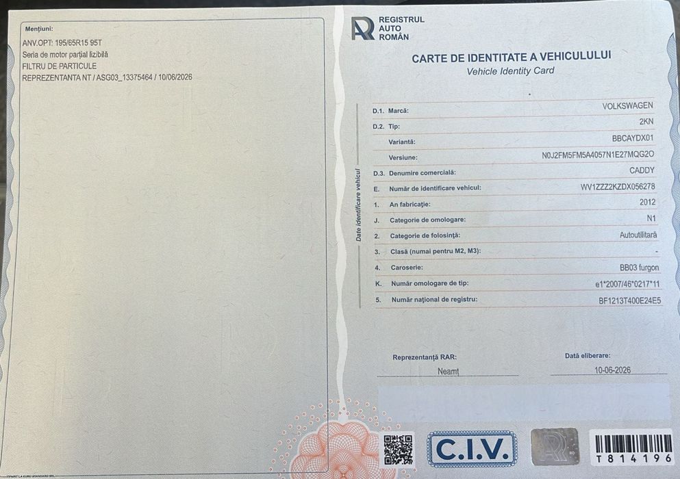 VW Caddy 1.6 TDI 2013  recent înmatriculată
