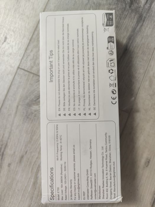 Set prize inteligente EIGHTREE Smart Plug ET55 – Wi-Fi 2.4/5 GHz, 16A