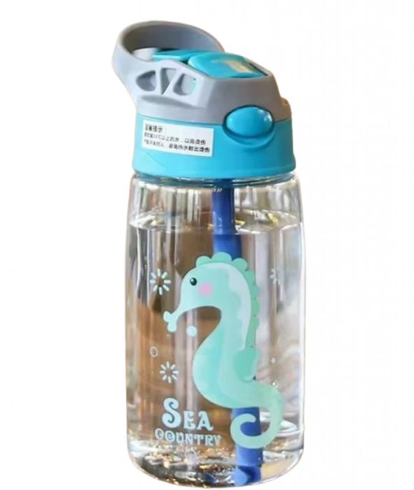 Детска бутилка за вода със сламка 480 мл.