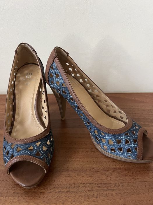 Обувки на ток, естествена кожа