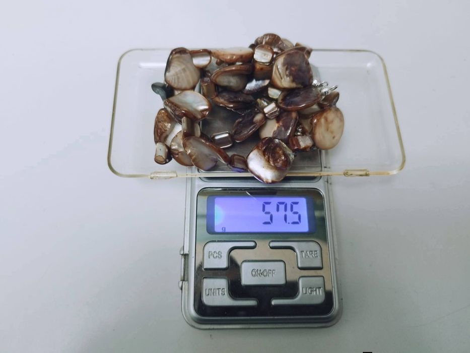 Colier/ lant vechi din scoici naturale mother of pearl, argint 925