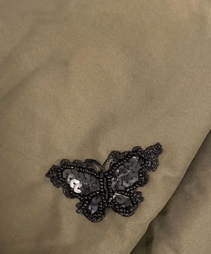 Jacheta -parka Kaki zara unicat cu fluture brodat pe mana