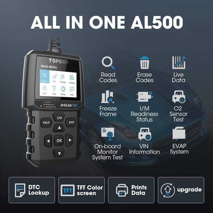 Автодиагностика Topdon ArtiLink 500 OBD обд OBD2 диагностичен инструмент диагностика