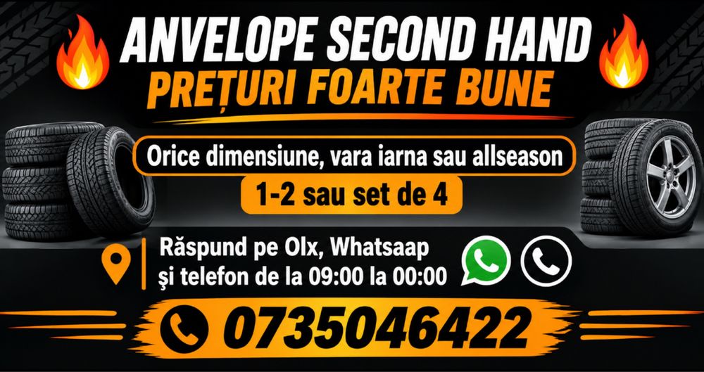 Anvelope Second-hand. Dispunem ai de locatie fizica unde pot fi mantate in sector 4.