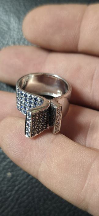 Inel aur 18 k safire si diamante naturale