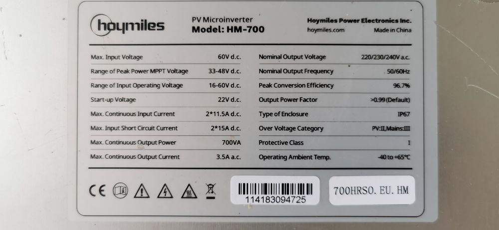 Microinvertor Hoymiles HM-700 on grid invertor