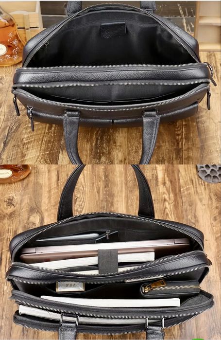 Мъжка кожена бизнес чанта /Премиум куфарче за лаптоп 15” -10% Промоция