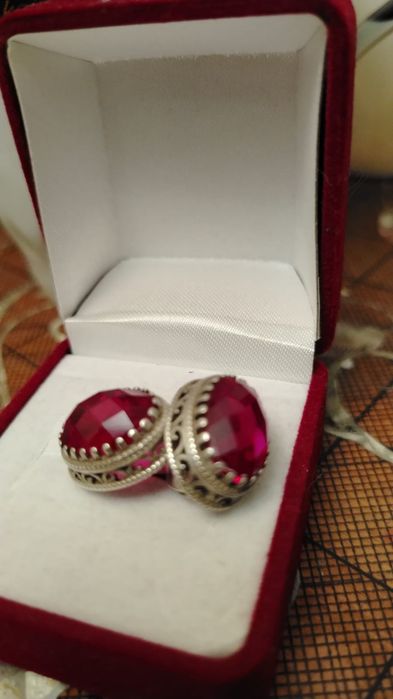 Серьги серебро ссср рубины