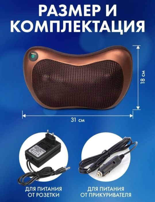 Роликовый массажер подушка. массажер для шеи, плеч и спины.