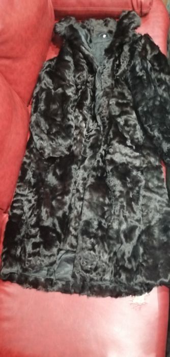 Дамско кожено палто, естествен косъм