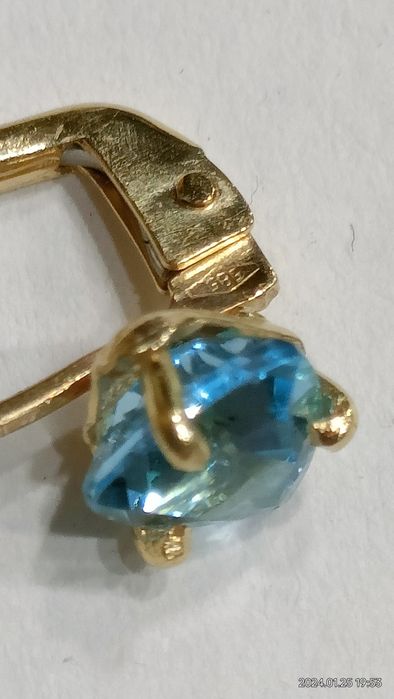 Vind cercei vintage din aur 14kt cu topaz