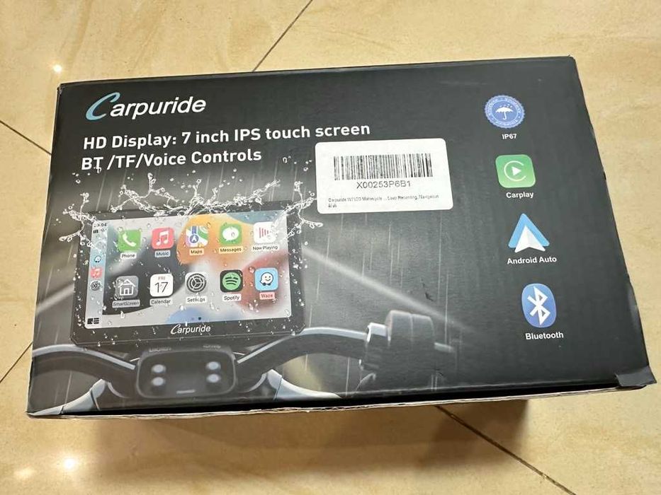 Carpuride W712D with Rot. bike Stereo with GPS Nav. & 2 Dash Cam