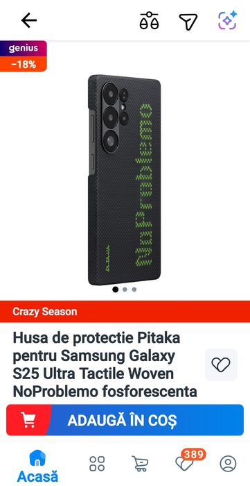 Vand carcasa pentru samsung S25 ultra noua la cutie originala Pitaka din kevlar foarte subtire si rezistenta!