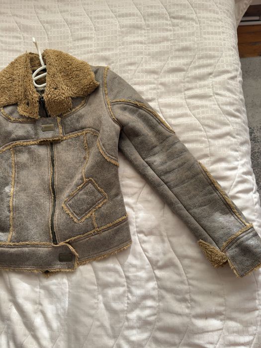 Късо кожено яке с естествена подплата