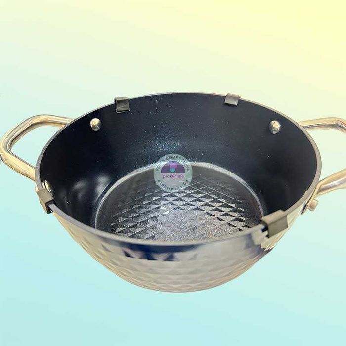 Керамична тенджера с капак и с диамантено покритие, 24 см, индукция