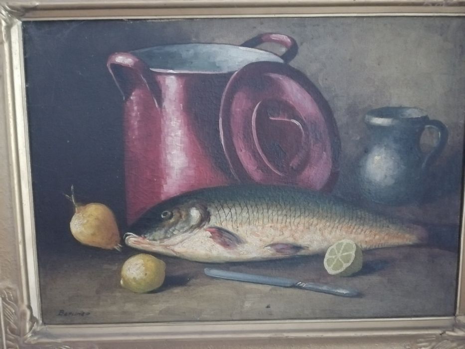 Ulei pe panză Natura statica: crapul