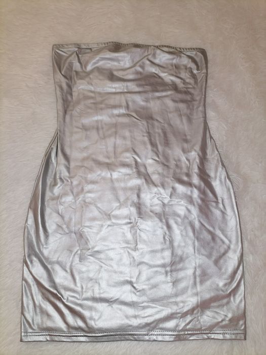 Сребриста мини рокля