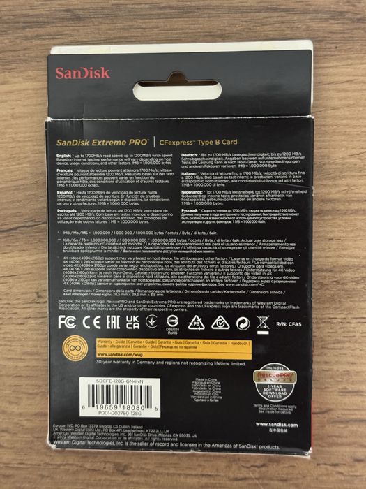 SanDisk Extreme PRO CFexpress Type B 128GB — до 1700 МБ/с
