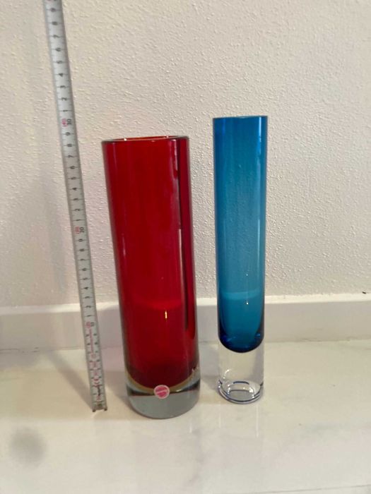 Vaze vechi rare Murano Venini rosu si albastru anii 1950