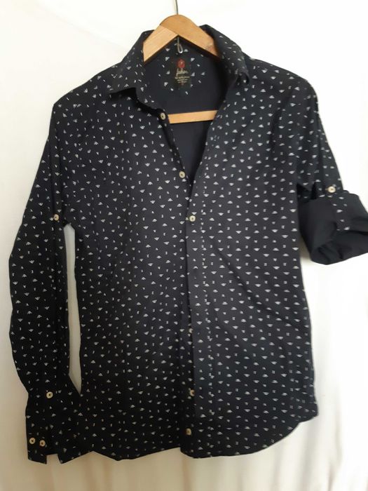 Camasa baieti bleumarin cu imprimeu