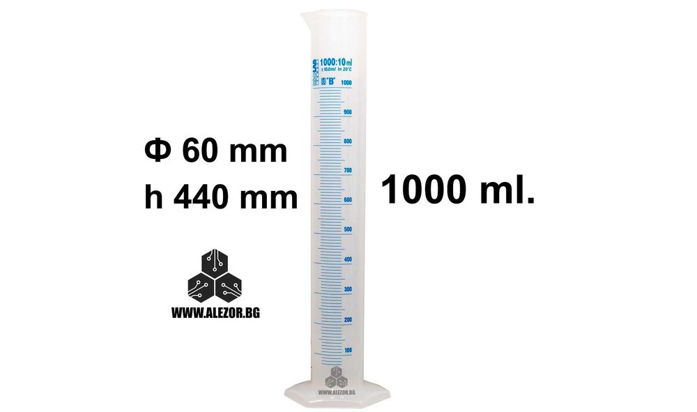 Мерителен цилиндър 1000мл,полипропилен,синя градуировка,Колба,20204240